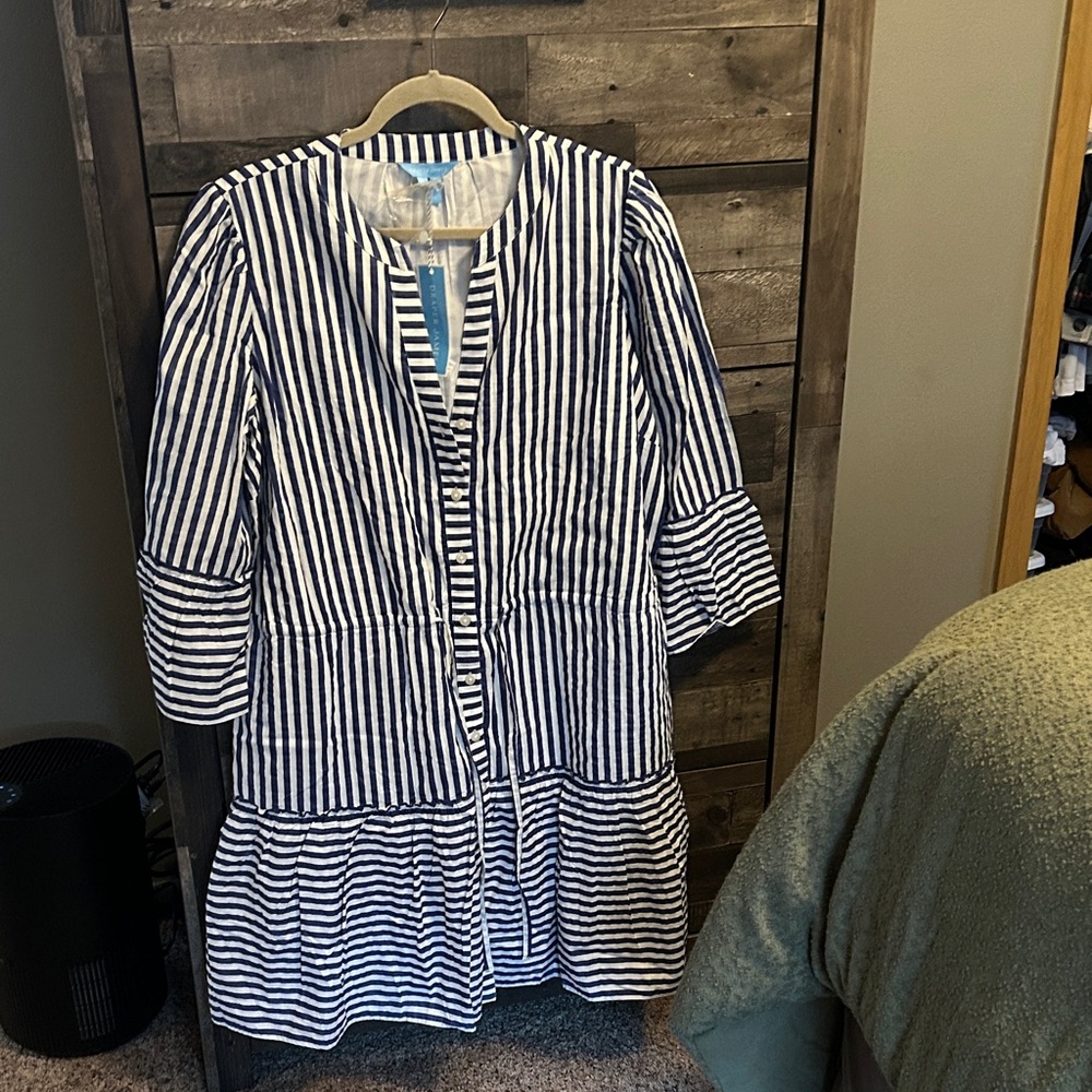 Draper James Navy and White Striped Dress